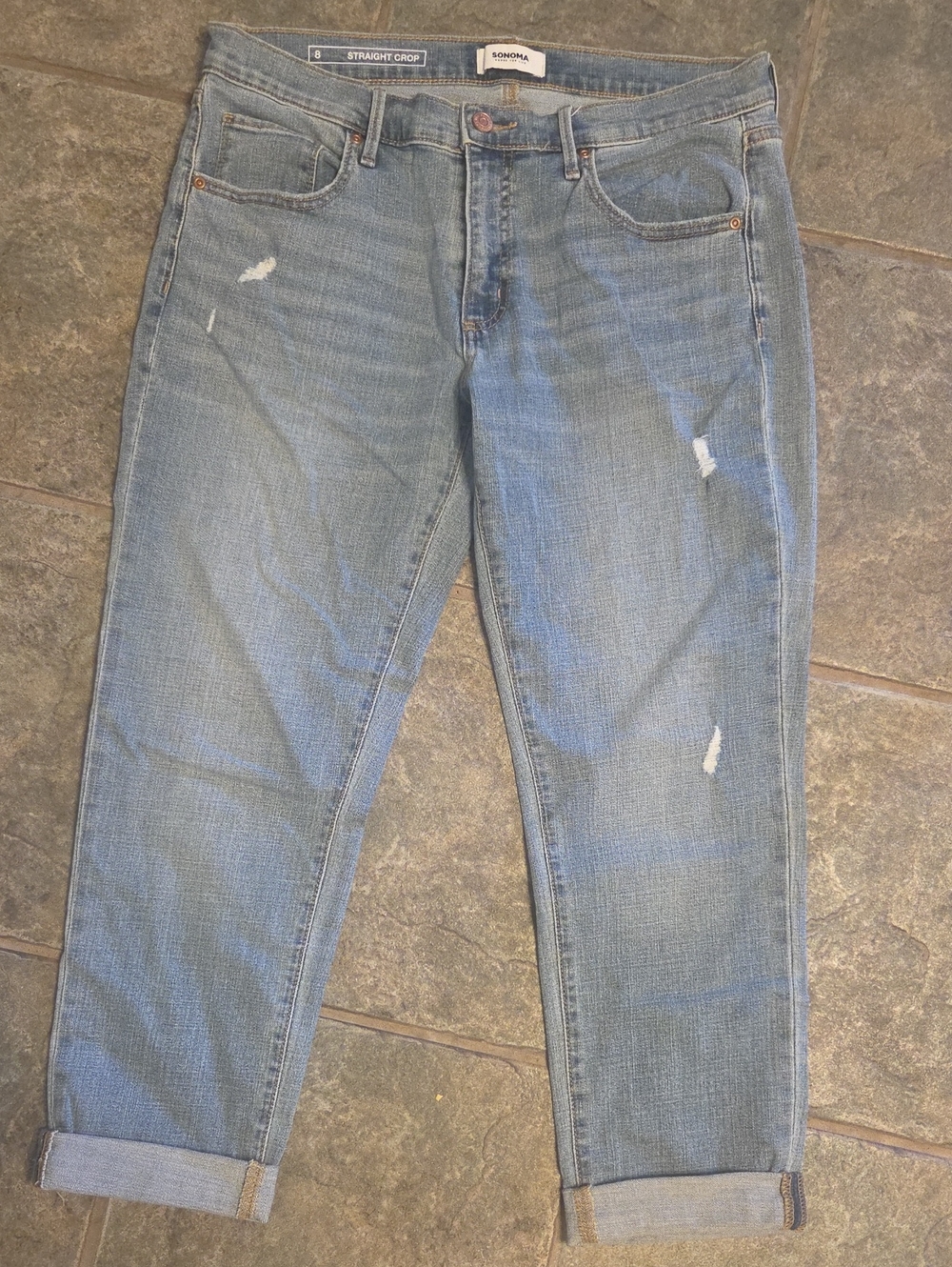 Arizona Jean Company Light Blue Distressed Boyfriend Jeans